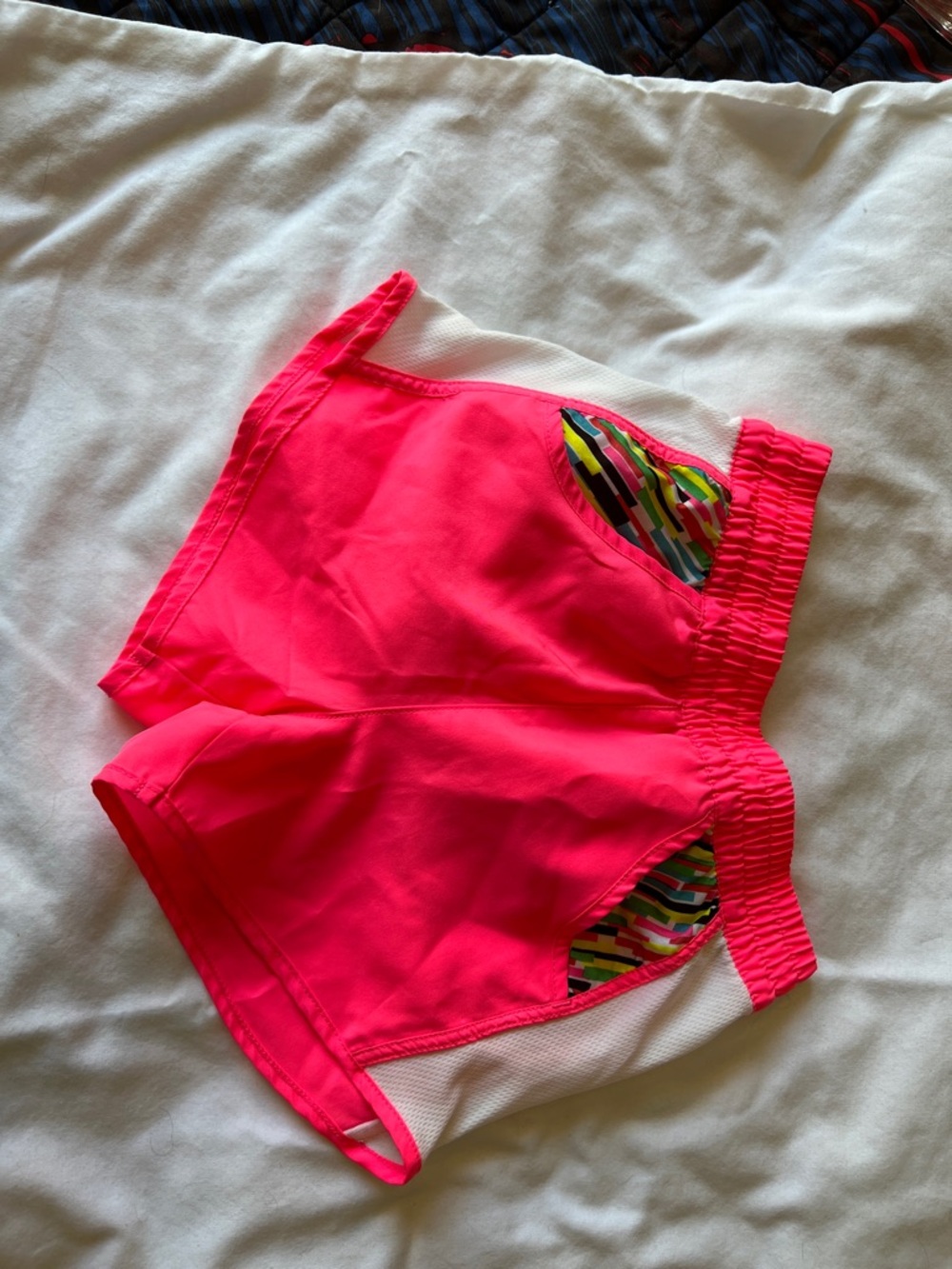 Zone Pro Neon Pink Girls Athletic Shorts with Multicolor Trim
